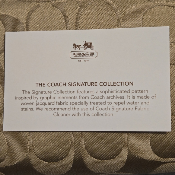 NWT COACH Signature Sateen Pleated Khaki & Rose Patent Leather Wristlet - Picture 7 of 8